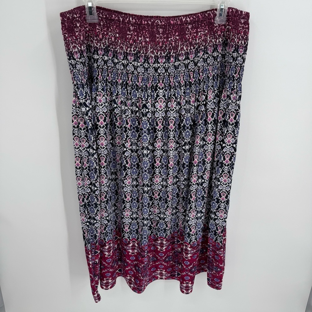 J. Jill Maxi Skirt Pull On Size 2X Wide Elastic-band Waist Satiny Purple pink - Picture 7 of 8